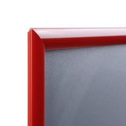 Cadre Clic-Clac Profil 25mm Rouge RAL 3020 pour l'affichage et la signalétique. Angle biseauté. Profil aluminium. Altumis