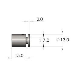 Fixation murale Inox Poli miroir Ø 13 / L. 15