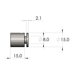 Mirror finish Stainless Steel Standoff Ø 15 / L. 15