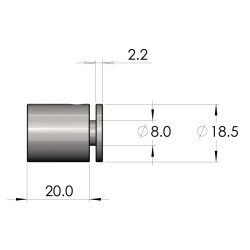 Fixation murale Inox Poli miroir Ø 18 / L. 20