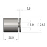 Fixation murale Inox Poli miroir Ø 24 / L. 25