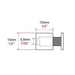 Fixation murale vissée Inox Ø 13 / L. 13