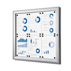 Vitrine d'affichage d'intérieur Standard. Avec fond magnétique. Format 6 x A4. Altumis